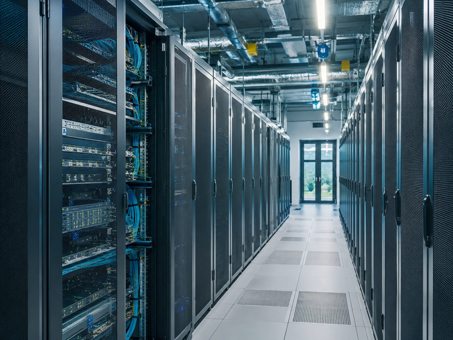 Serverraum mit Racks und Kabelführung